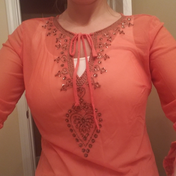 NY&Co Beautiful Beaded Sheer Tunic - Small - Picture 6 of 11